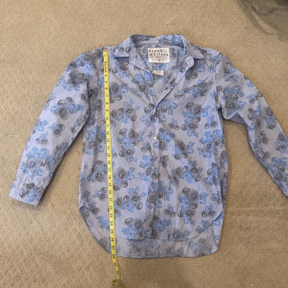 Frank & Eileen Blue Floral LS Button Blouse